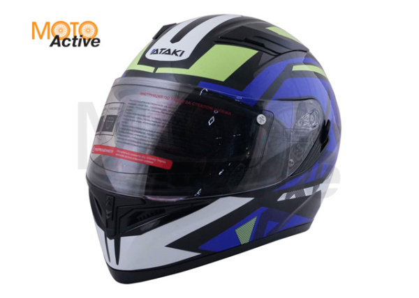 Шлем (интеграл) Ataki JK316 Route, синий/Hi-Vis желтый глянцевый